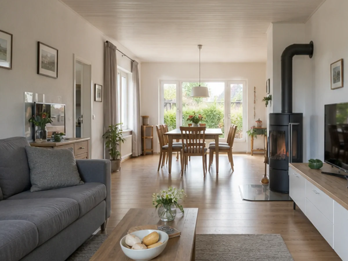 Wohn- und Essräume eines Bungalows auf einer Ebene